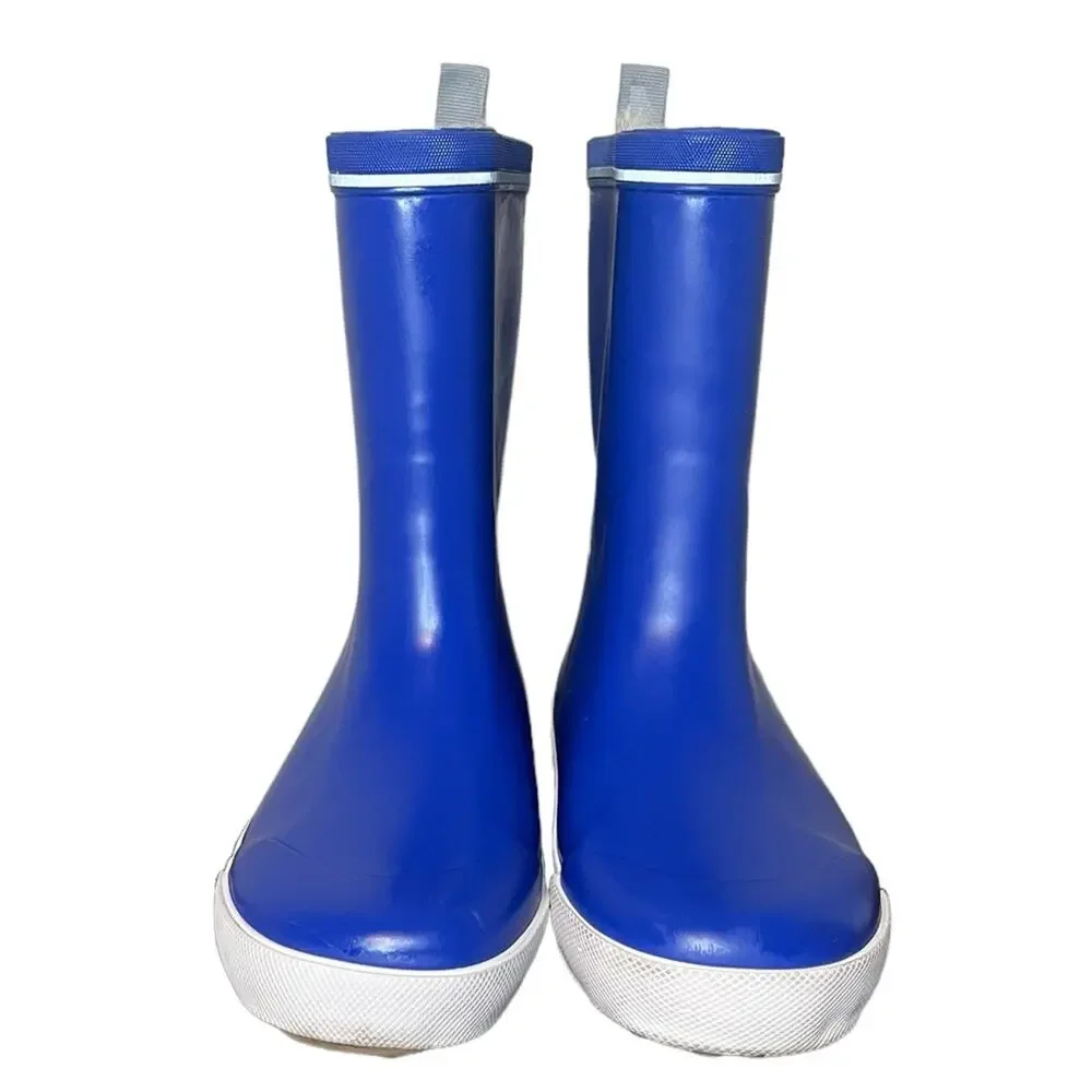 KHOMBU Royal Blue Mid Calf Faux Fur Lined Pull On Rubber‎ Boots Women's Size 9